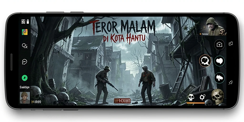 Screenshot gameplay HR89 menampilkan karakter utama yang menghadapi hantu menakutkan.