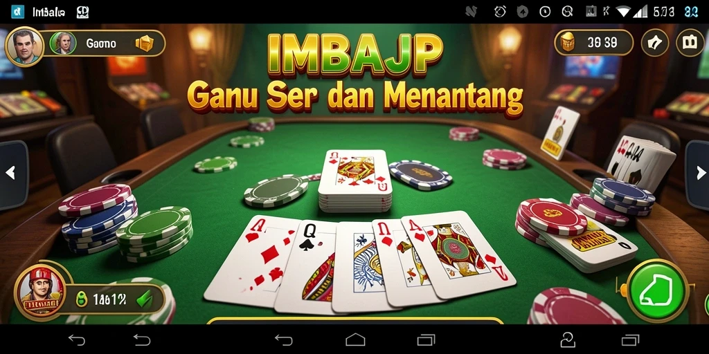 Tampilan gameplay seru dalam IMBAJP yang menggambarkan permainan Gaple.