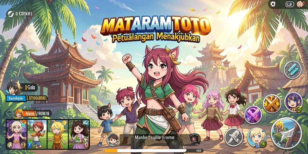 Tampilan gameplay seru MATARAMTOTO dengan karakter anime beraksi.